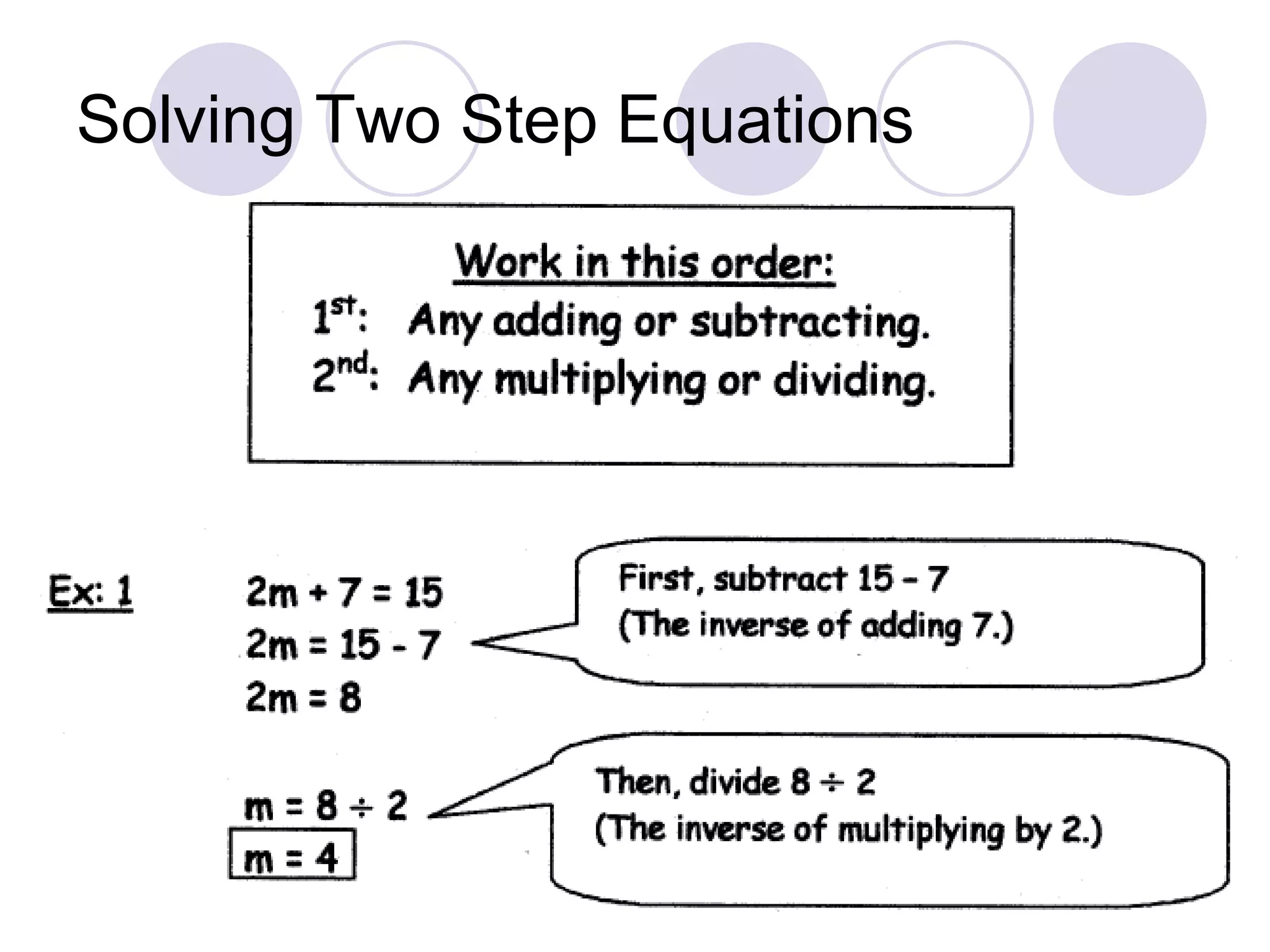 Solving Two Step Equations
 