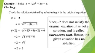 Solving Equations Involving Radical Expressions