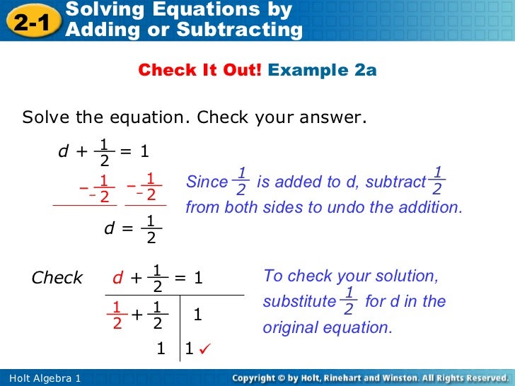Solving equations using addition and subtraction