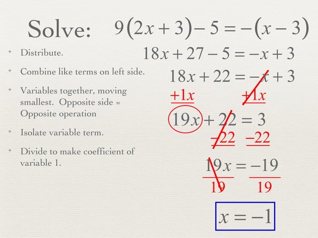 Solving equations variable both sides | PPT