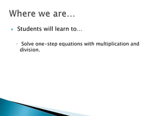 Solving equations with multiplication and division web | PPTX