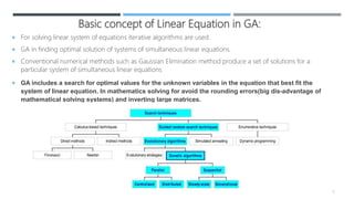 Solving linear equations with genetic algorithm by Sajid ali | PPT