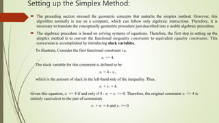 Solving linear programming model by simplex method | PPT