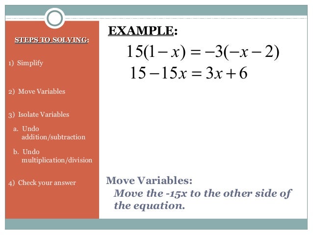 Solving linear & quadratic equations
