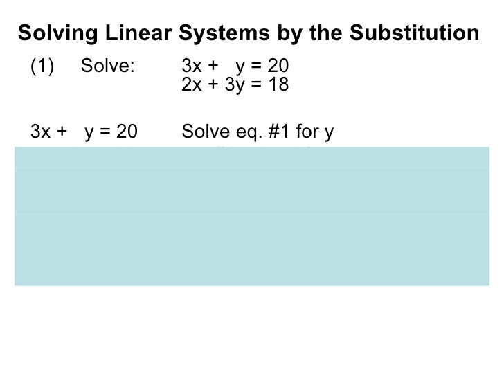 Solving linear systems by the substitution method
