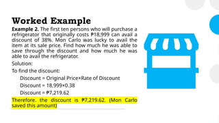 Discount Example Problems Solving Money Problems involving Percentages.pptx