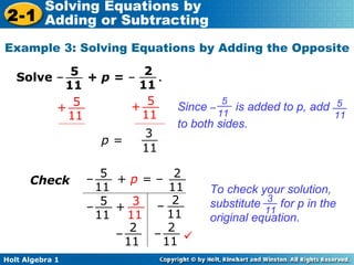 Solving one step equations | PPT