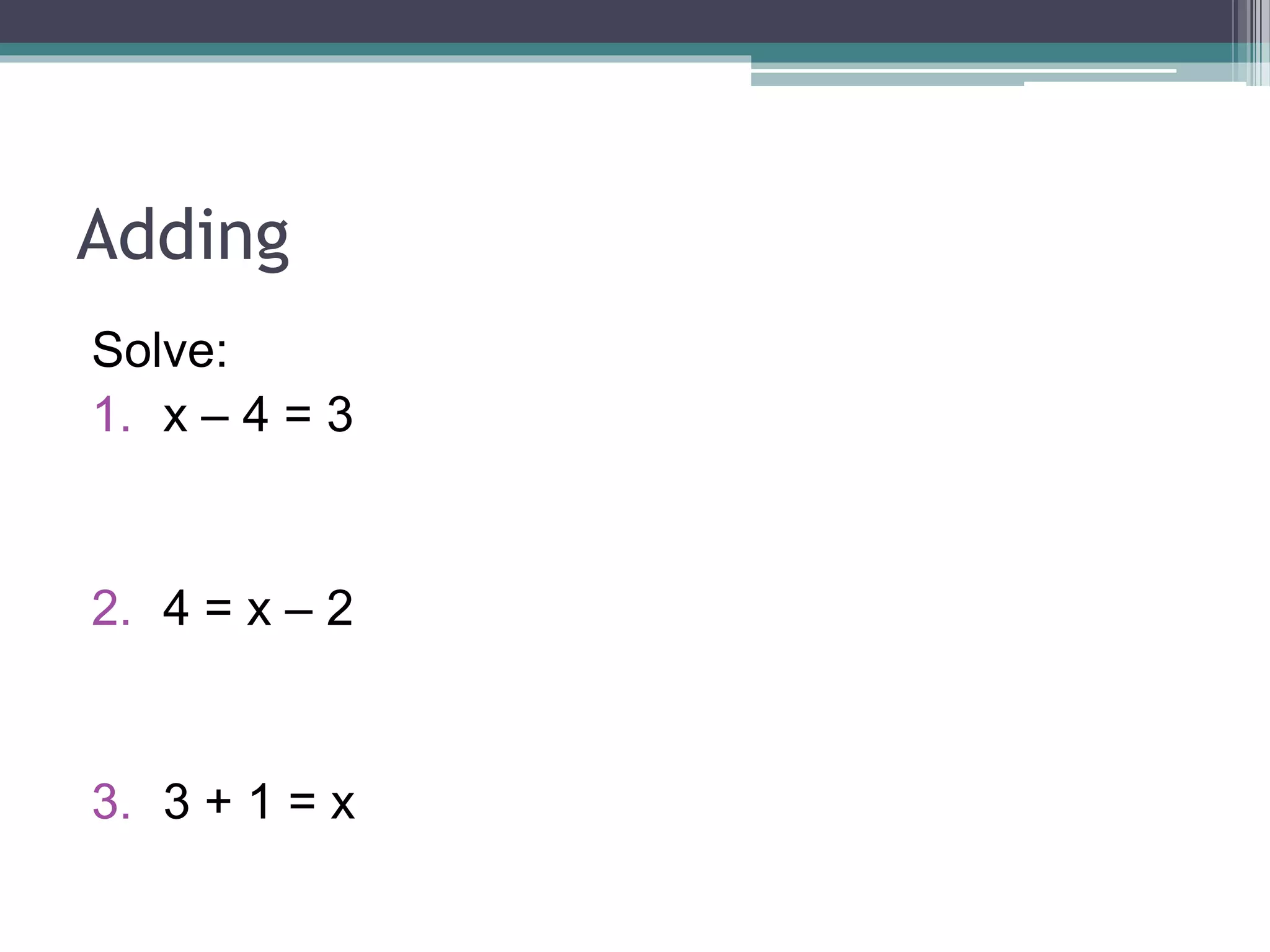 Solving one step equations | PPT