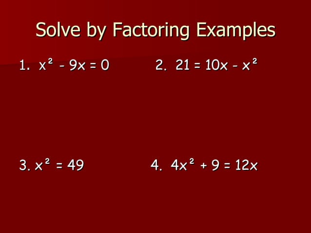Solving quadratic equations[1] | PPT