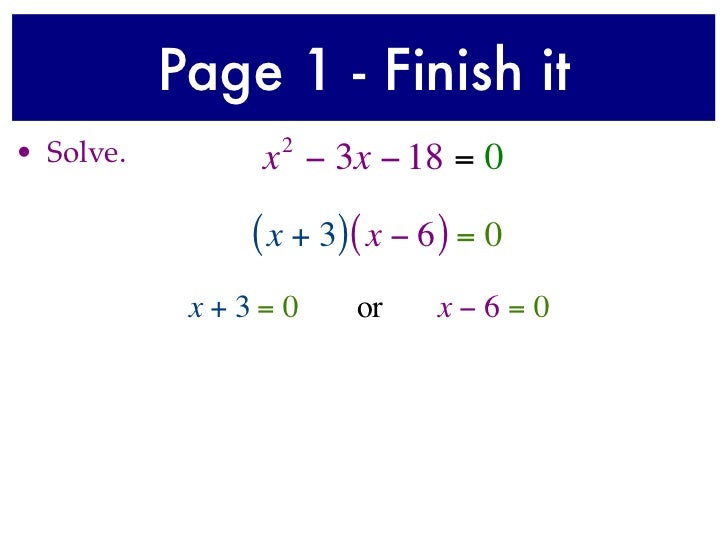 Solving Quadratic Equations Part 2 Solving Quadratic Equations Part 2