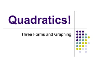 Quadratics! Three Forms and Graphing 