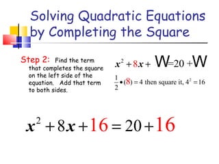 Solving quadratics by completing the square | PPT