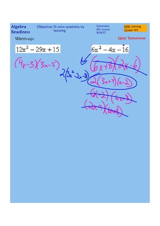 Solving quadratics by factoring