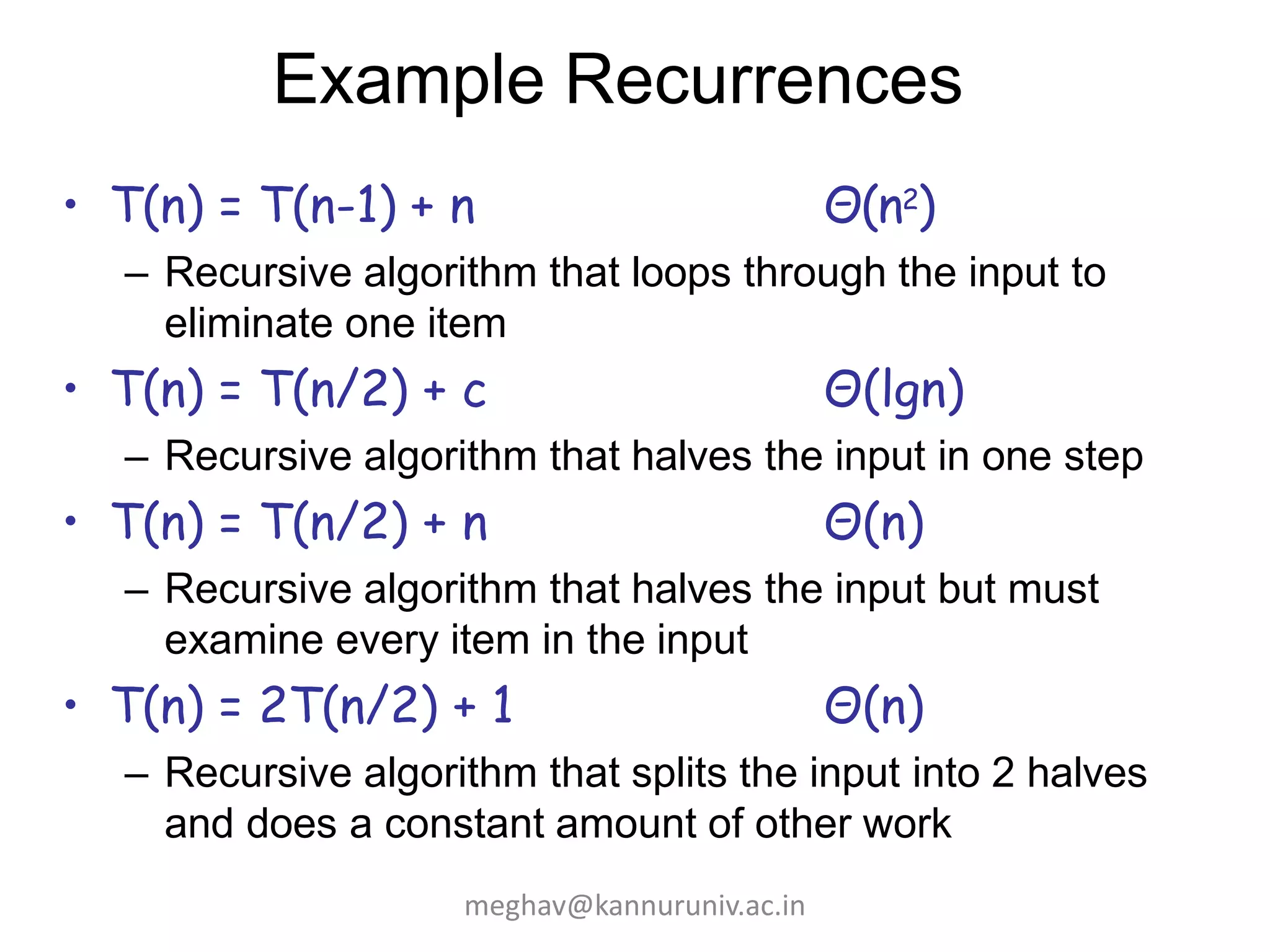 Solving recurrences | PPT