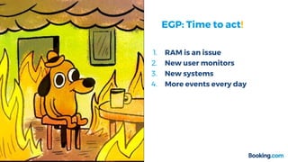 1. RAM is an issue
2. New user monitors
3. New systems
4. More events every day
EGP: Time to act!
 