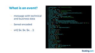 What is an event?
• message with technical
and business data
• Sereal encoded
• srl([ $e, $e, $e, … ])
 