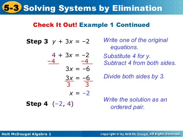 Solving systems by elimination 5 3