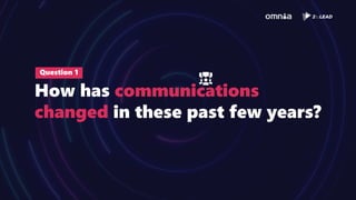 Question 1
How has communications
changed in these past few years?
 