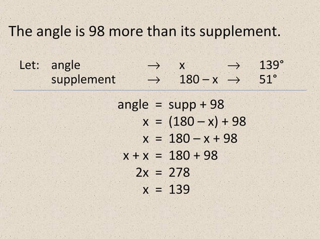 Solving word problems ~ complementary and supplementary angles | PPT ...