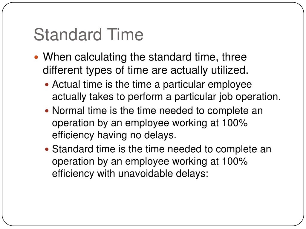 Cycle Time Normal Time And Standard Allowance