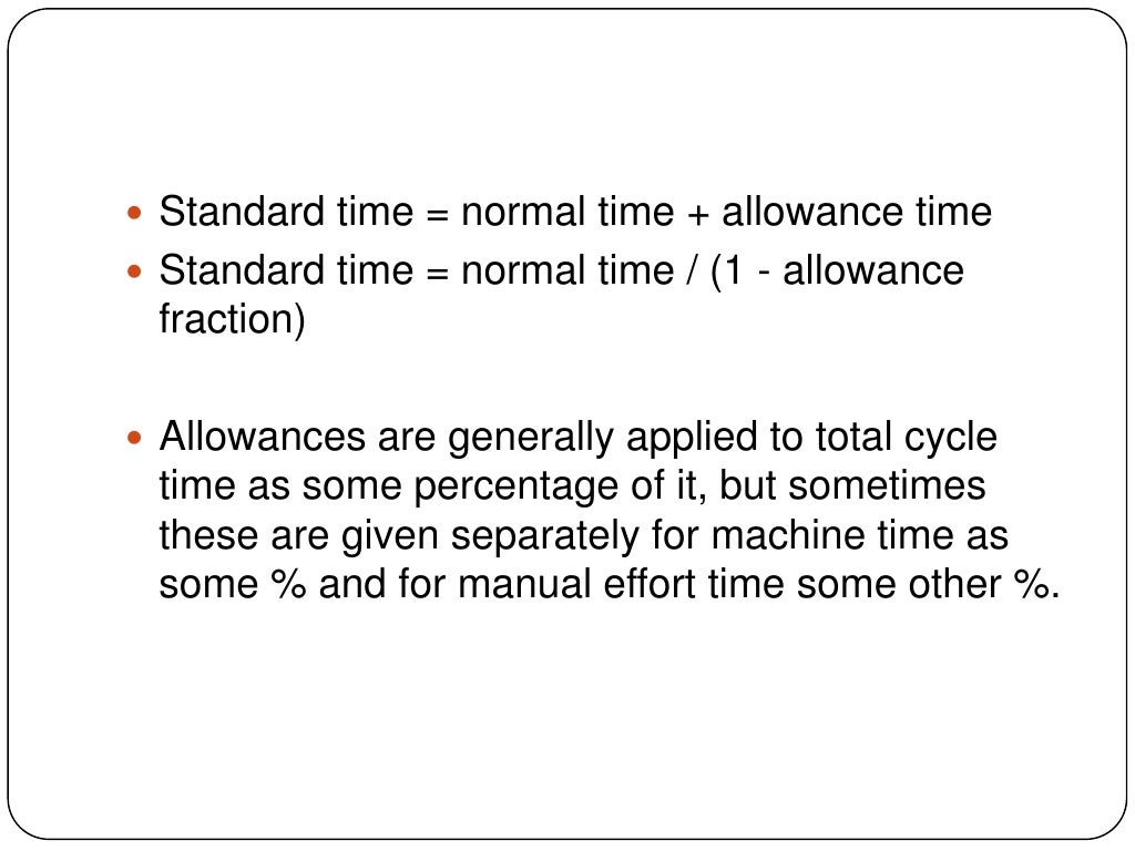 cycle time, normal time and standard allowance
