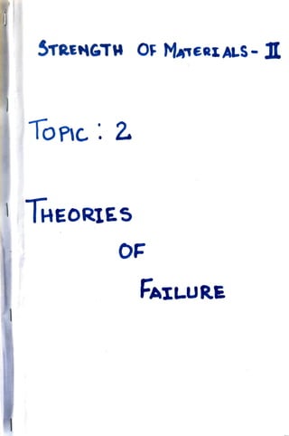 STRENGTH OF MATERI ALS - I
ToPIc 2
HEORIEES
OF
FAILURE
 
