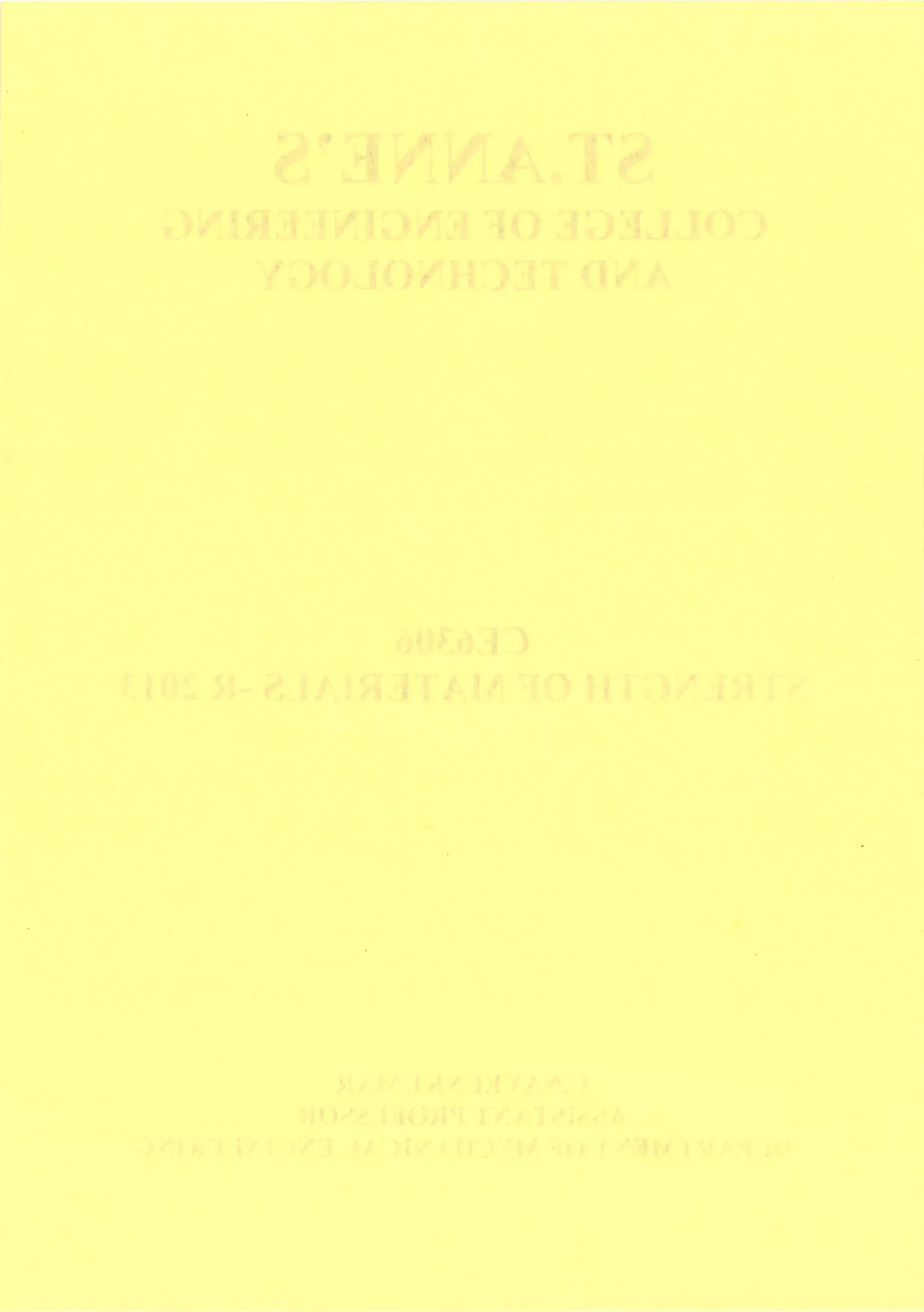 SOM STRENGTH OF MATERIALS LECTURE NOTES | PDF