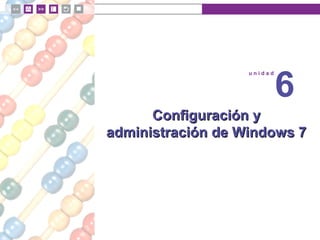 u n i d a d 6
Configuración yConfiguración y
administración de Windows 7administración de Windows 7
u n i d a d
6
 