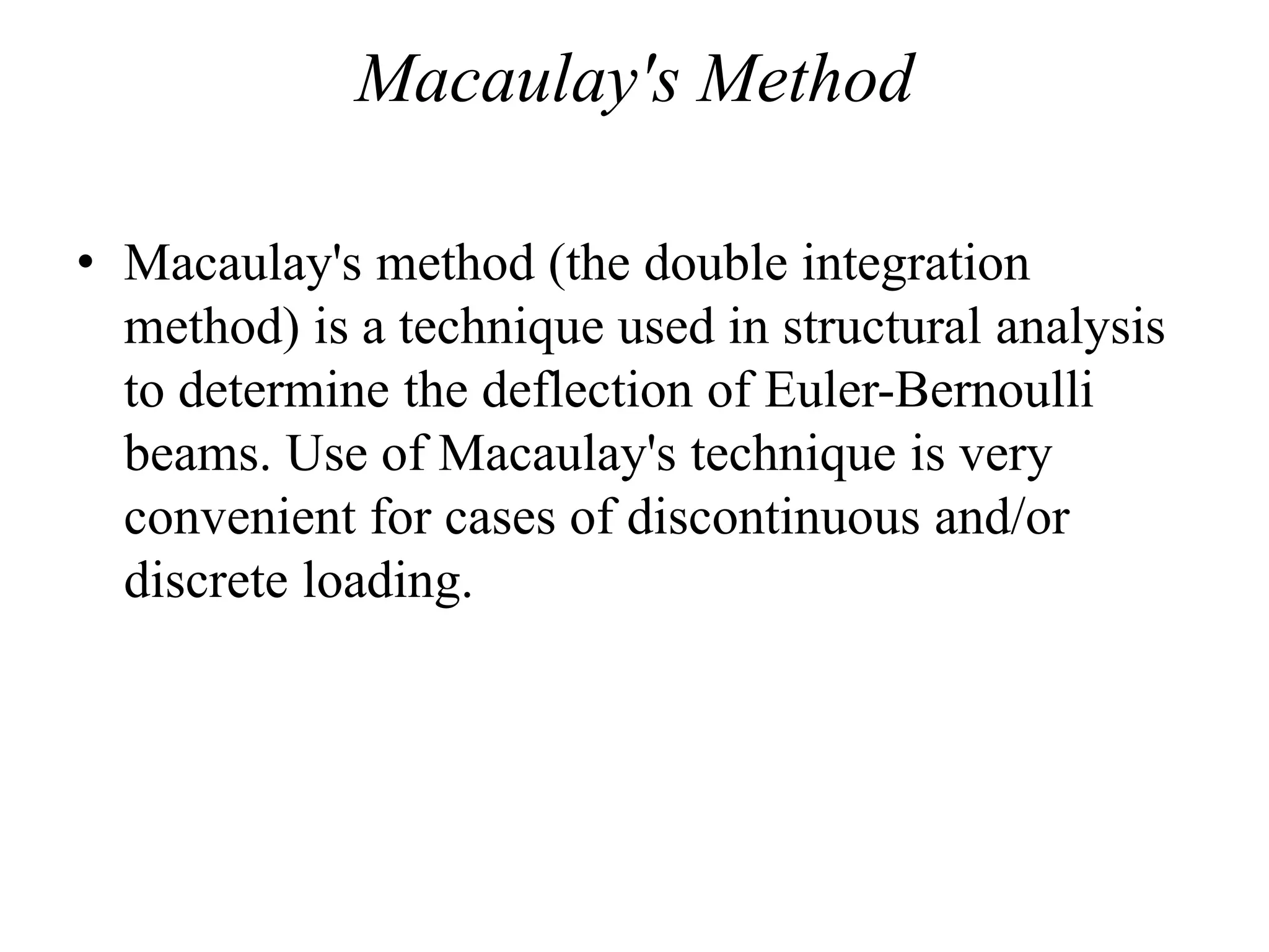 Triangular Macaulis Method DEFLECTION OF BEAM | PPTX