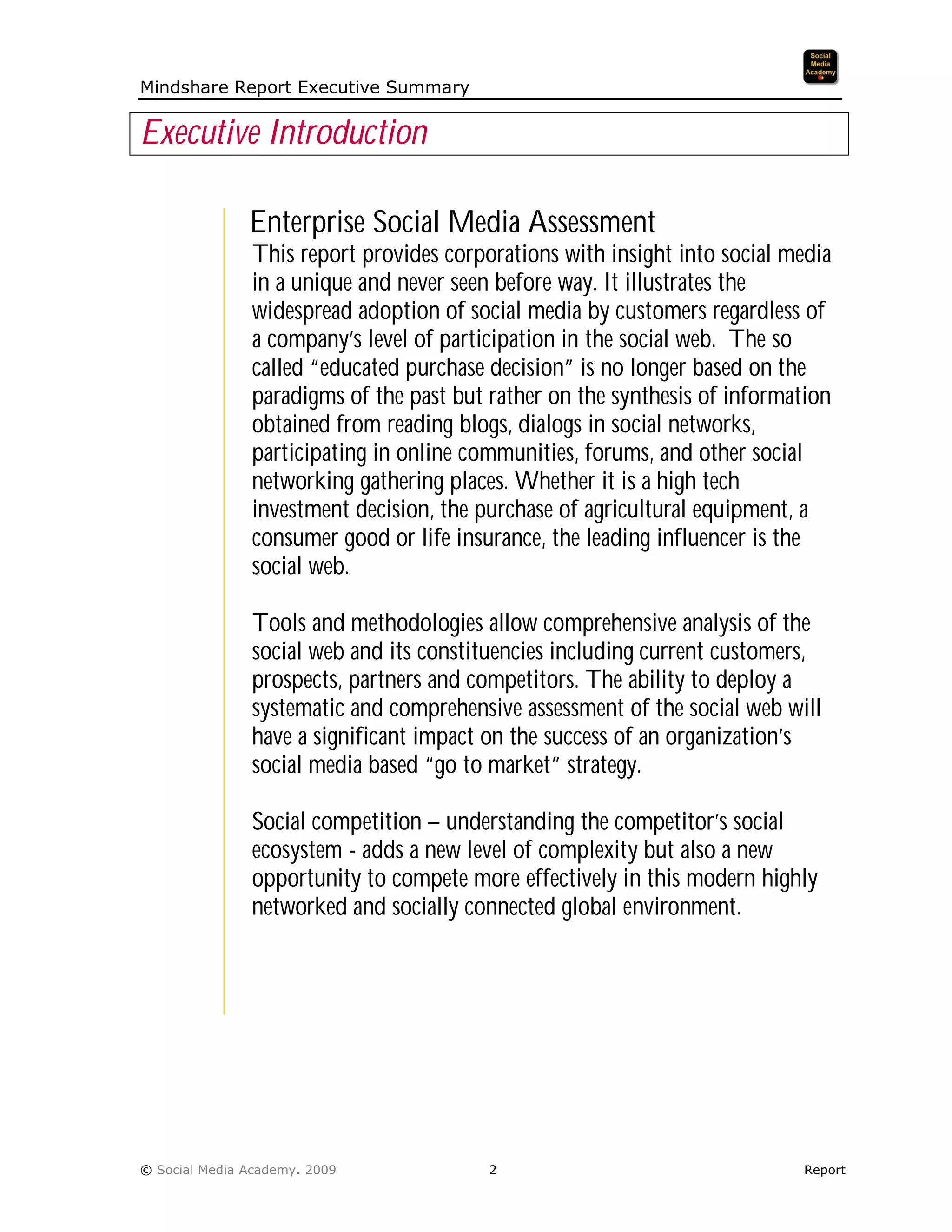 Mindshare Report - Executive Summary - Social Media Academy | PDF