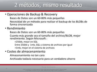 Métodos de Optimización del Almacenamiento en SharePointMover los BLOBs fuera de la Base de Datos