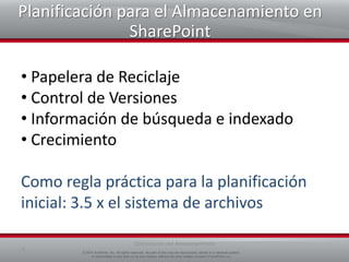 Planificaciónpara el Almacenamiento en  SharePointPapelera de Reciclaje