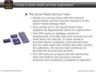 Create a social media services organization<br />The Social Media Service Team<br />Works as a service team with the inter...