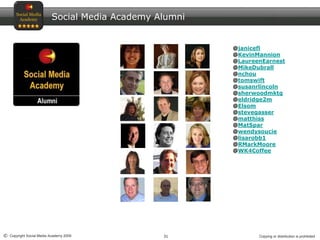Social Media Academy Alumni<br />@janicefl<br />@KevinMannion<br />@LaureenEarnest<br />@MikeDubrall<br />@nchou<br />@tom...
