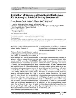 Evaluation of Commercially Available Biochemical Kit for Assay of Total ...
