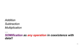 Addition
Subtraction
Multiplication
…
SOMification as any operation in coexistence with
data!!
56
 