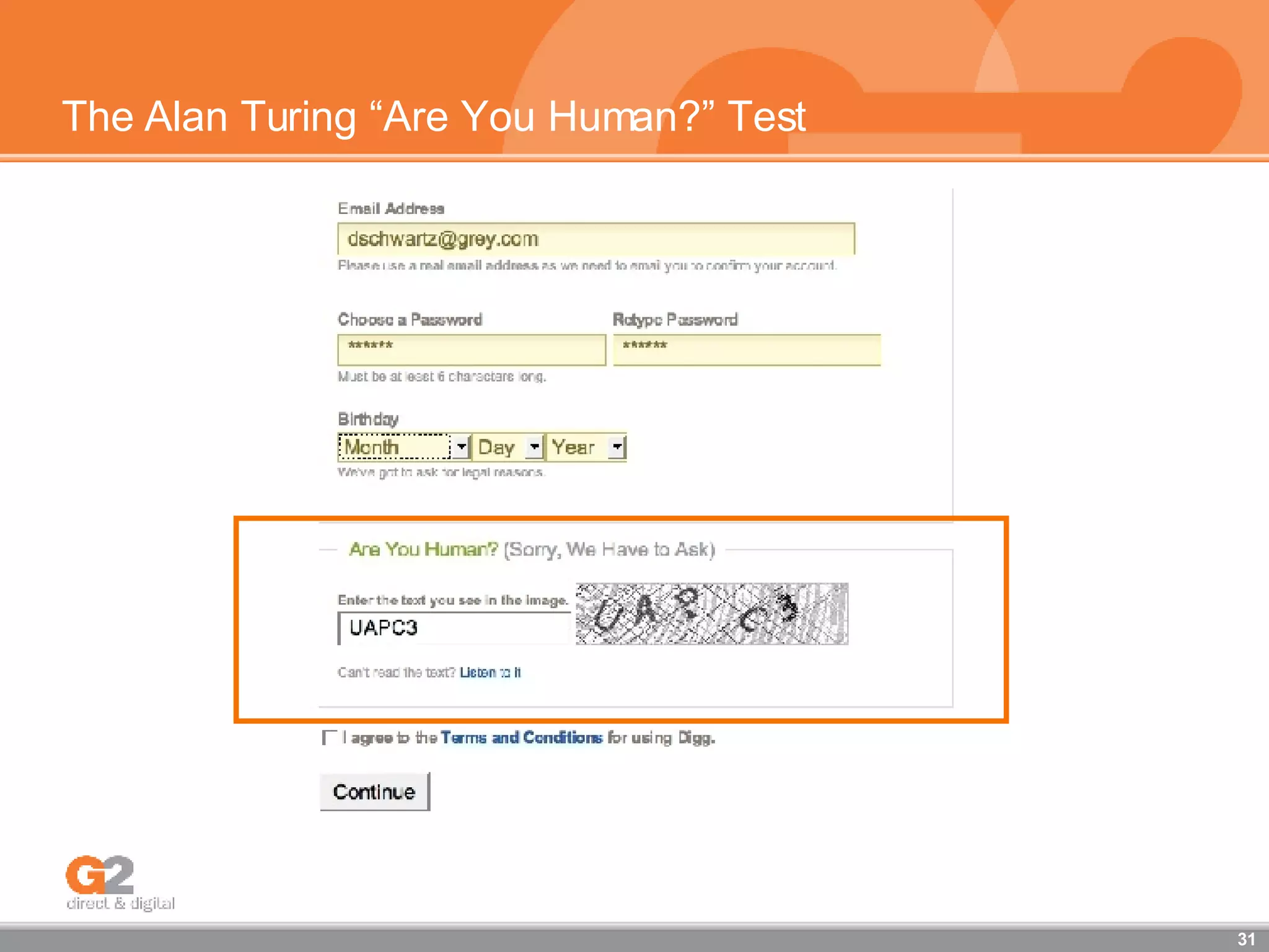 The Alan Turing “Are You Human?” Test 
