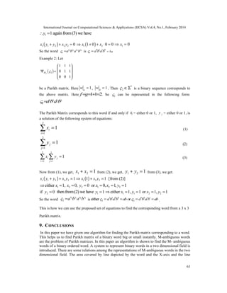 Some alternative ways to find m ambiguous binary words corresponding to ...