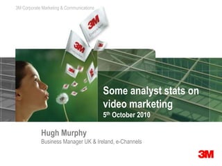Some analyst stats on video marketing5th October 2010 Hugh Murphy Business Manager UK & Ireland, e-Channels 