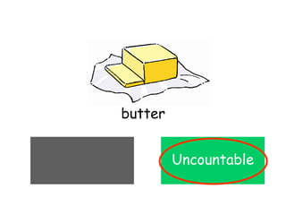 Countable Uncountable
butter
Uncountable
 