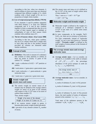 FORMULA PACK - SOME BASIC CONCEPTS OF CHEMISTRY | PDF | Chemistry | Science