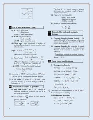 FORMULA PACK - SOME BASIC CONCEPTS OF CHEMISTRY | PDF