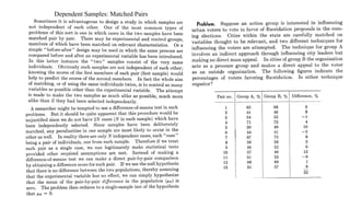 Dependent Samples: Matched Pairs
 