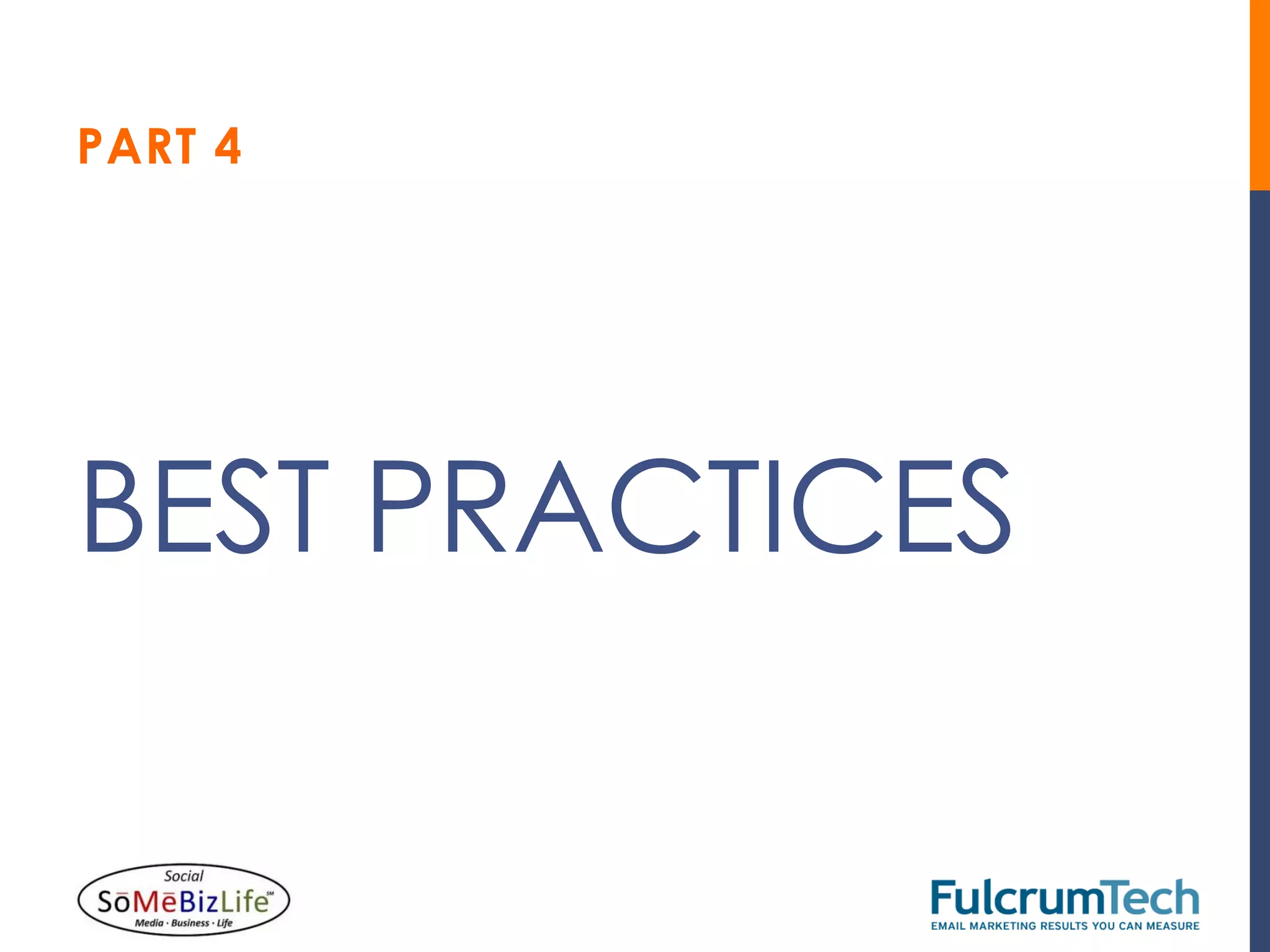 PART 4




BEST PRACTICES
 