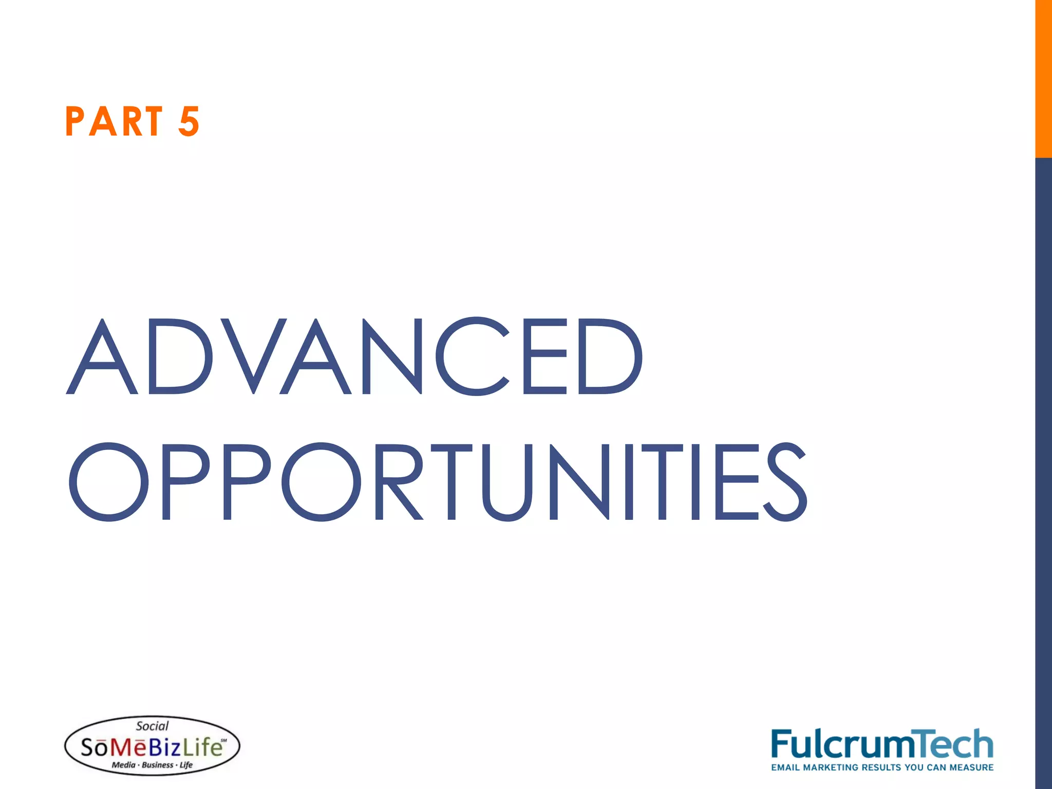 PART 5




ADVANCED
OPPORTUNITIES
 