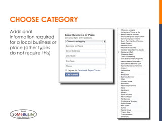 CHOOSE CATEGORY
Additional
information required
for a local business or
place (other types
do not require this)
 