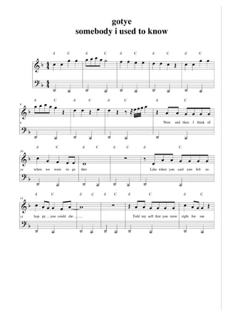 Somebody That I Used to Know Piano Sheet Music - Gotye