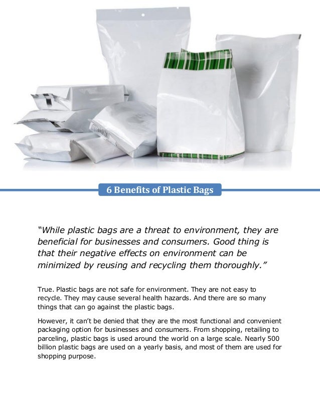 Some considerable benefits of plastic bags