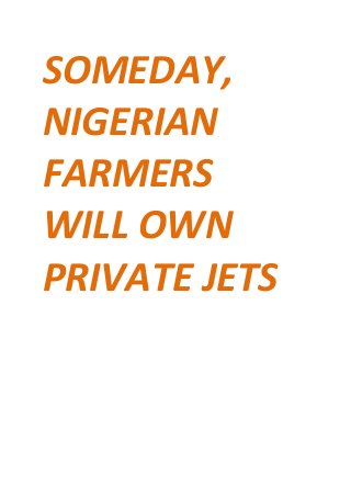SOMEDAY,
NIGERIAN
FARMERS
WILL OWN
PRIVATE JETS
 