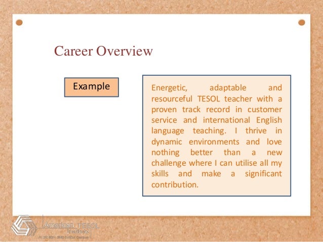 career overview sample